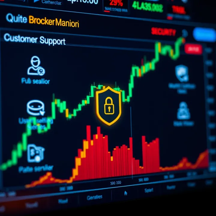 Security and Customer Support in Quotex Broker Graph depicting security measures and customer support icons related to Quotex services