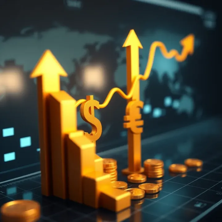 Global currency symbols with upward trend lines representing the appreciation of top world currencies