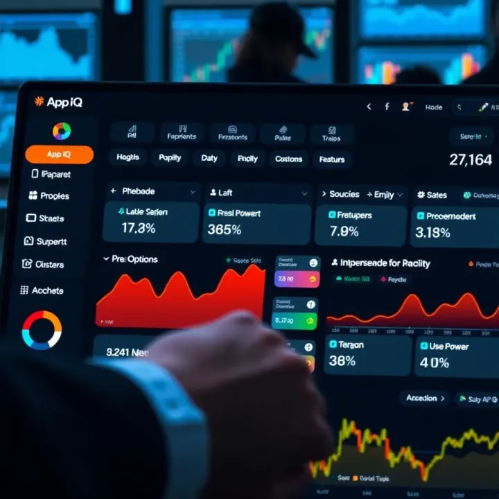 Dashboard interface of App IQ showing key features and user options