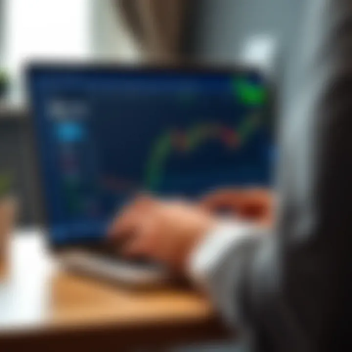 Accessing IQ Option Web Platform on Laptop User accessing IQ Option Web platform on a laptop with investment data displayed