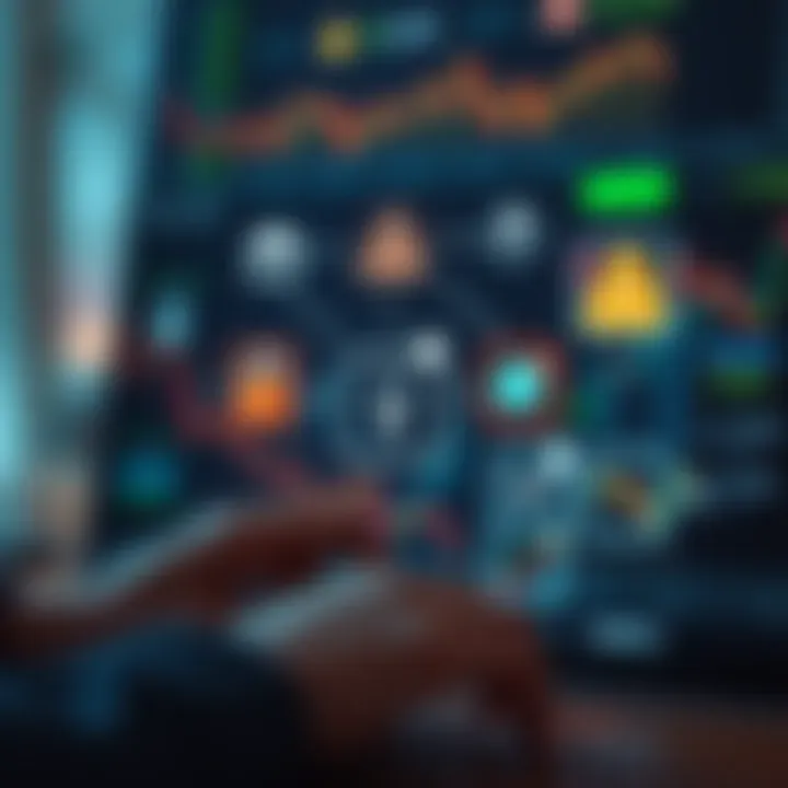 Illustration depicting secure digital transactions and risk assessment symbols related to binary options trading
