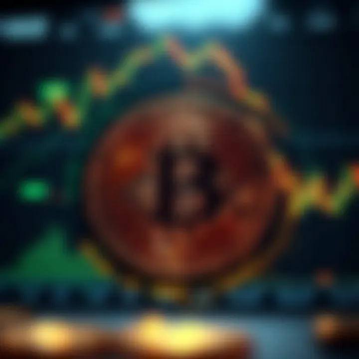 Digital representation of Bitcoin symbol surrounded by economic charts and data streams