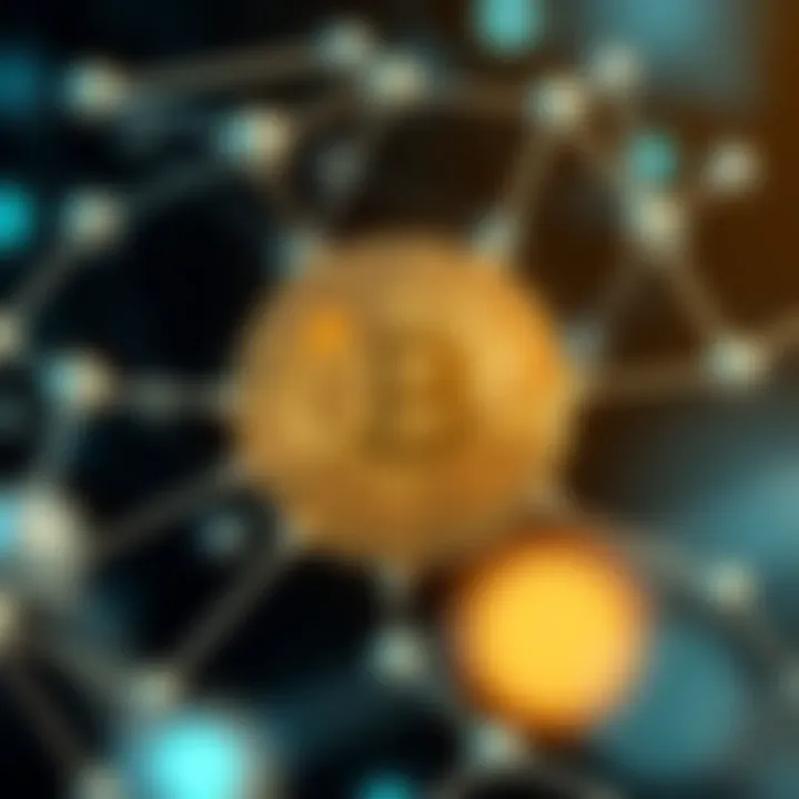 Integration of Bitcoin and Artificial Intelligence in Blockchain Technology Digital representation of Bitcoin surrounded by interconnected nodes symbolizing blockchain technology and AI integration