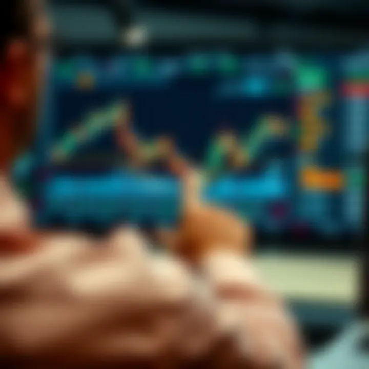 User navigating an online trading platform dashboard with charts and market indicators