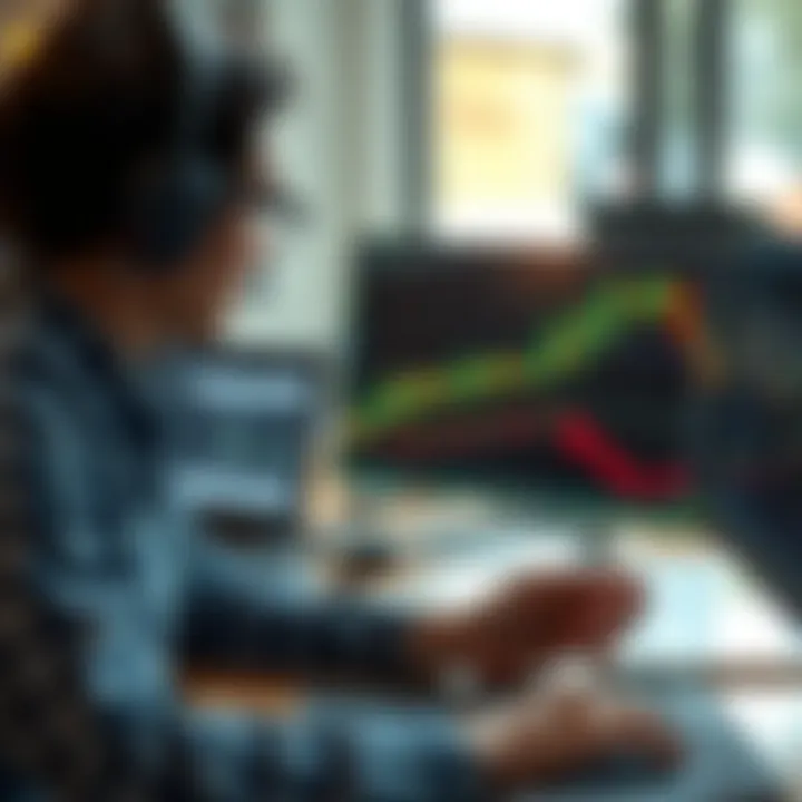 Selecting the Ideal Trading Style According to Individual Profile Trader analyzing a stock chart to select a suitable trading strategy based on personal goals