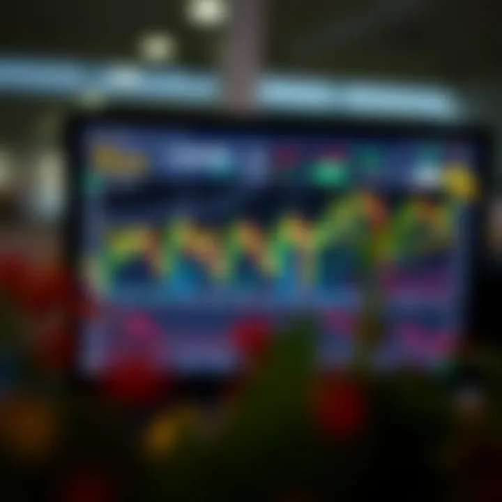 Graph showing digital trading platform interface with charts and indicators