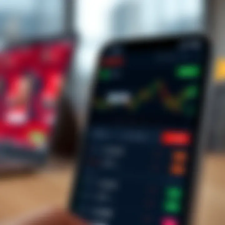 User interface of the Quotex app displaying trading options and charts