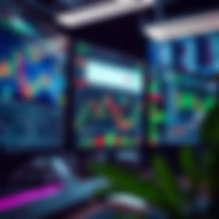 Interface displaying various types of trading platforms with charts and financial data