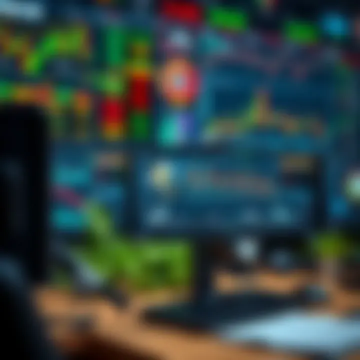 Illustration showing various financial charts and trading platforms representing brokerage services for traders