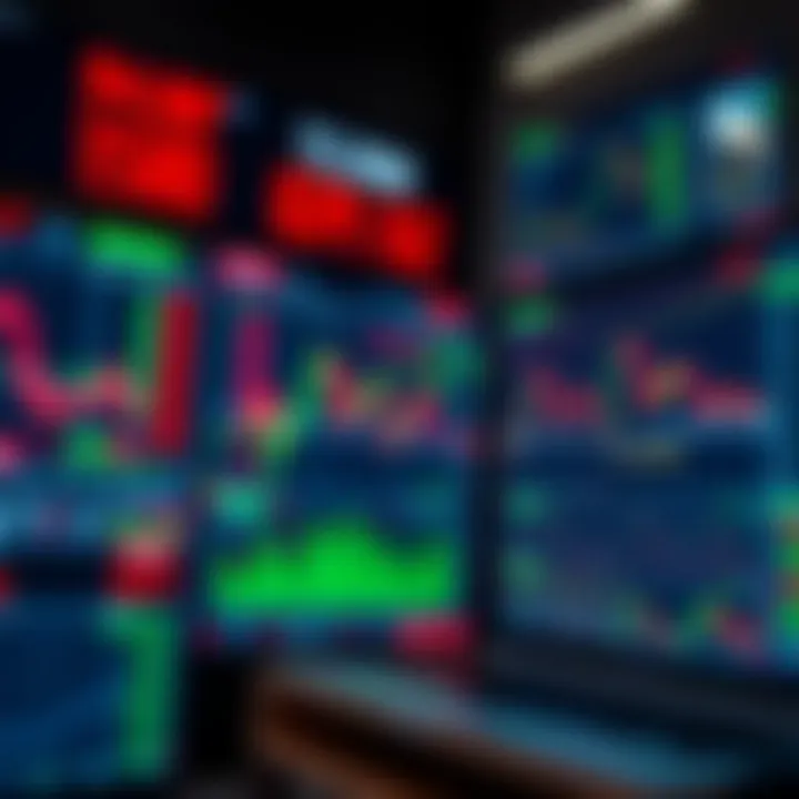 Financial trading platform displaying simulated stock market data and charts