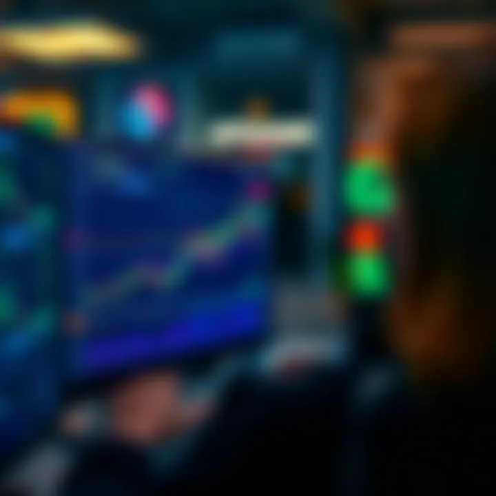 Investor analyzing investment strategy performance using demo account interface