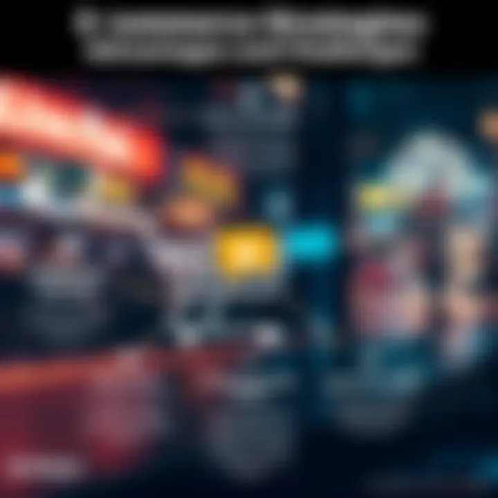 Graphical representation of e-commerce strategies highlighting advantages and challenges in online marketplaces