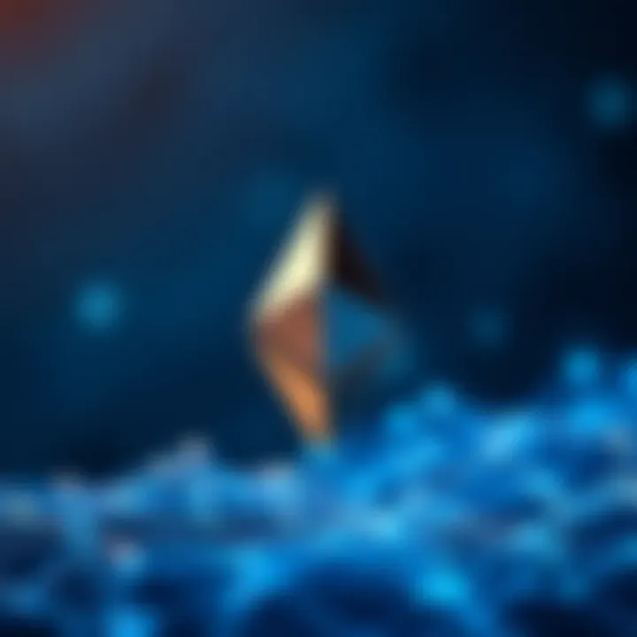 Conceptual illustration of Ethereum blockchain technology and network innovations