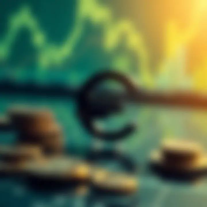 Conceptual illustration of global market impact on euro valuation with financial symbols