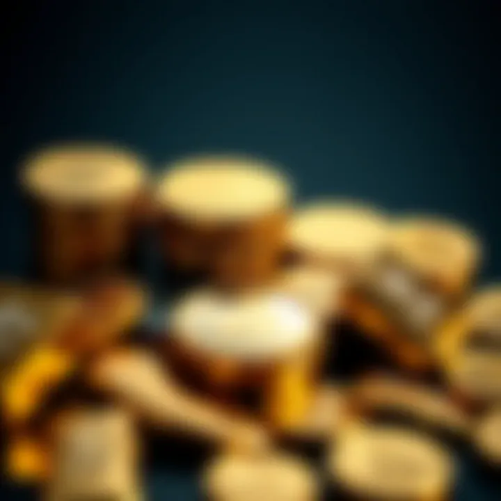 Various gold items including coins and bars illustrating different forms and purity levels