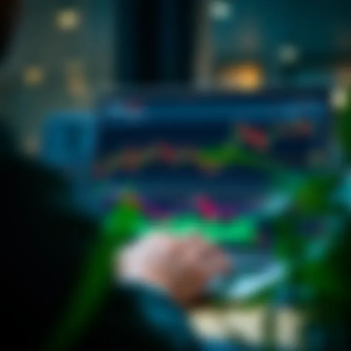 User accessing digital trading platform on a laptop with graphical charts visible