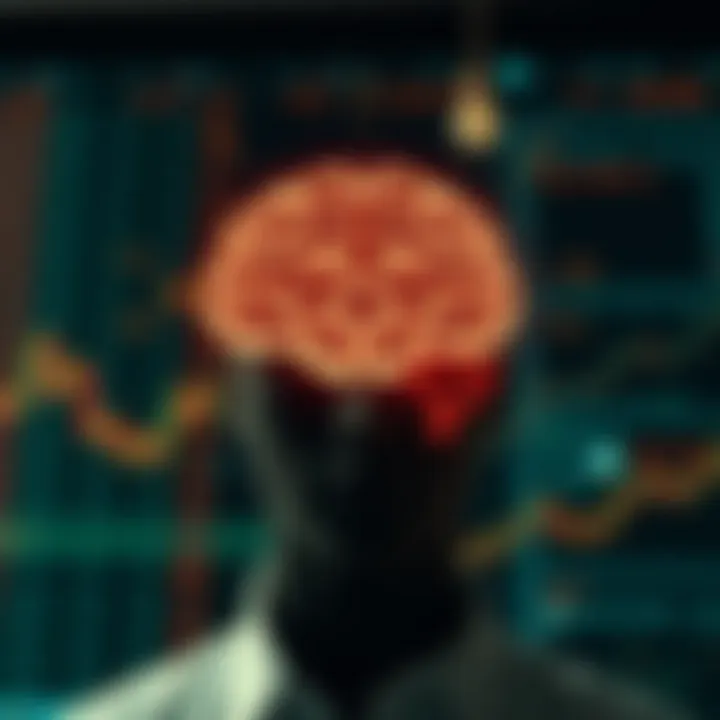 Conceptual illustration of trader psychology with mental and emotional balance symbols