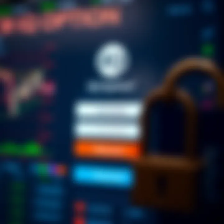 Secure login interface on IQ Option platform showing username and password fields