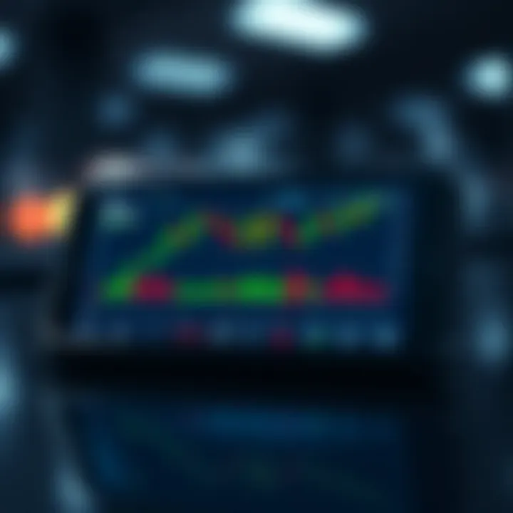 Smartphone displaying financial trading charts and data with a modern user interface