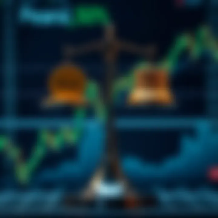 Illustration of risk and reward balance with Petrobras shares on a financial scale