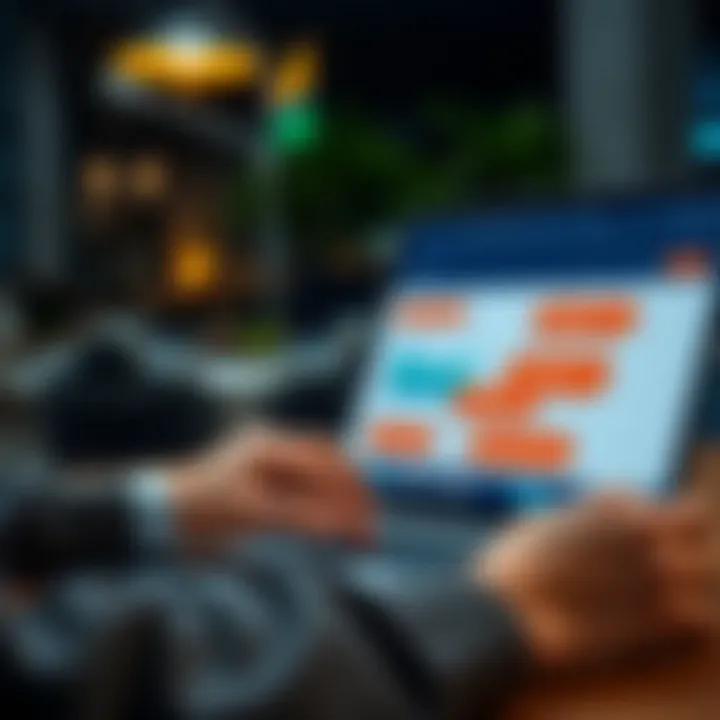 User navigating Pocket Option software on a laptop with security features highlighted