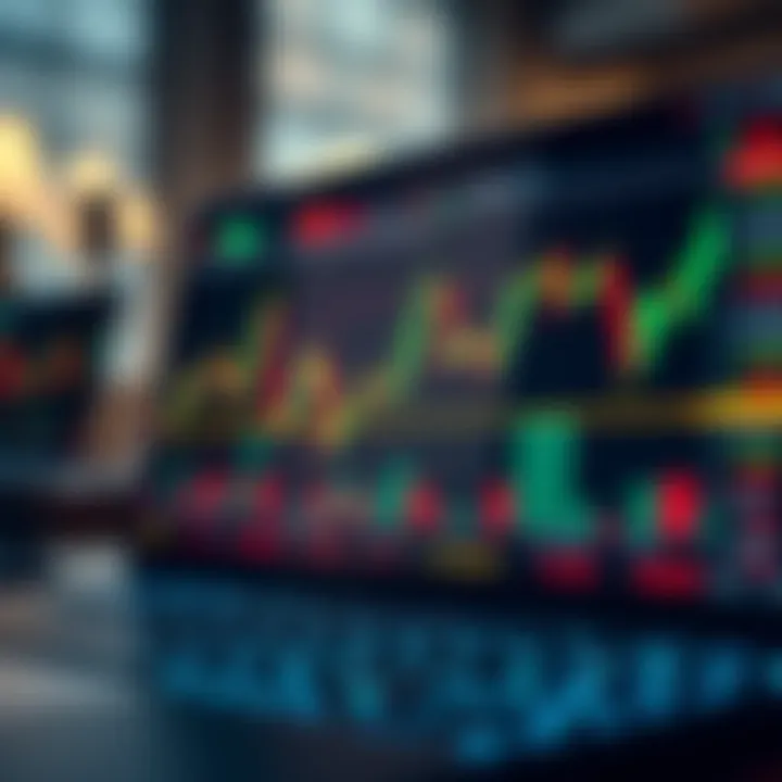 Graph and chart showcasing dynamic financial trading data on a digital platform