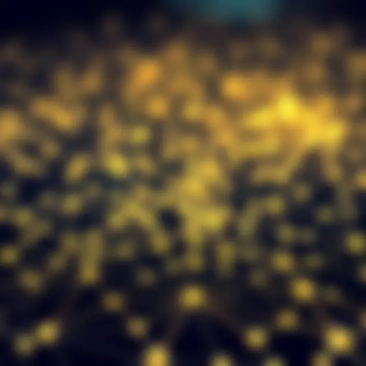 Illustration of blockchain network with Polkadot nodes and connections representing project fundamentals