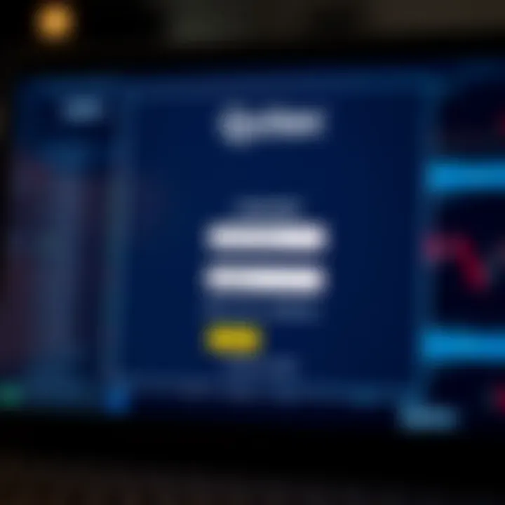 Login screen interface of Quotex platform displaying username and password fields