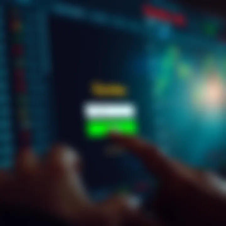 User entering login credentials on the Quotex trading platform interface