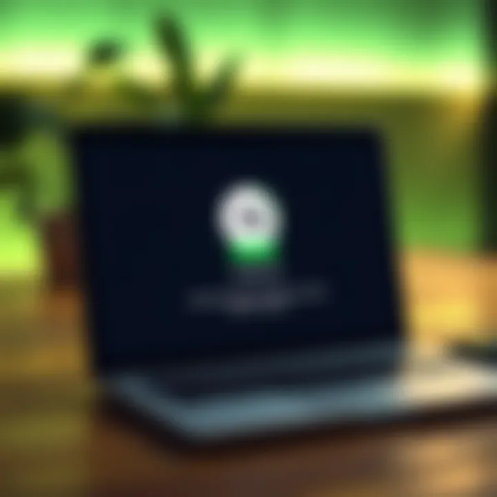 Safe download screen for IQ Option platform on a laptop