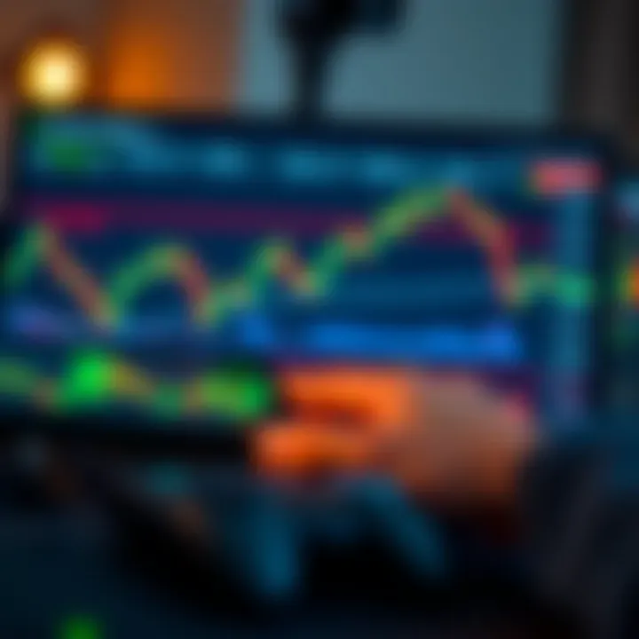 Chart displaying binary options trading with technical analysis indicators