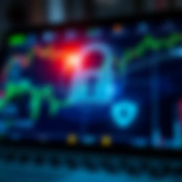 Key Security Features for Safe Trading Illustration of secure trading platform interface with lock symbol and protective shield icons