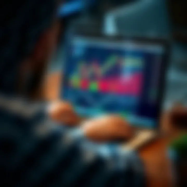 Engaging with a Stock Market Demo Account for Practice User interacting with a stock market demo platform on a laptop screen