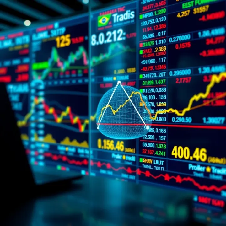 Illustration of Brazilian financial market with derivative contract exchanges and regulatory symbols