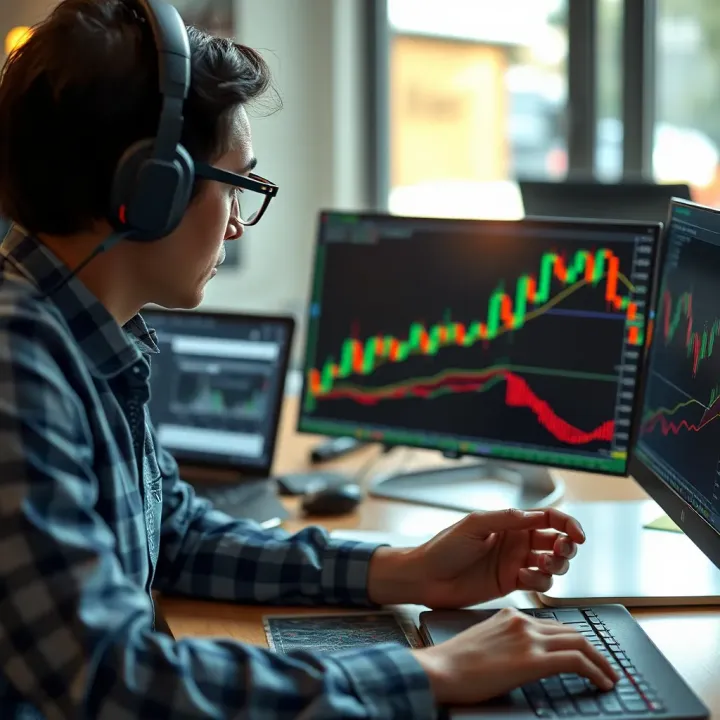 Trader analyzing a stock chart to select a suitable trading strategy based on personal goals
