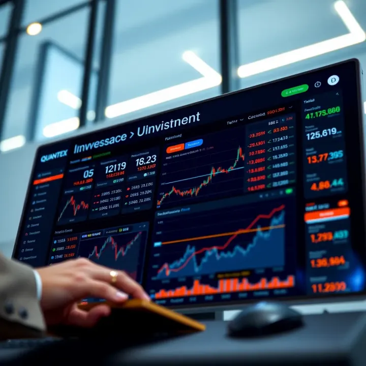 Quantex Brokerage Investment Dashboard Overview Dashboard of Quantex brokerage featuring investment options and market data