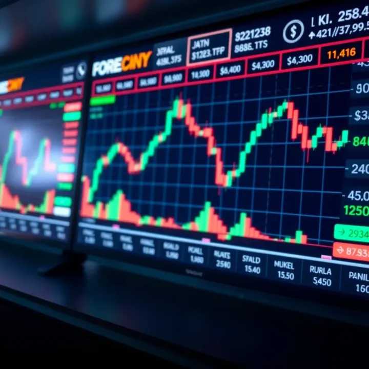 Digital currency exchange platform displaying live forex market charts and currency pairs