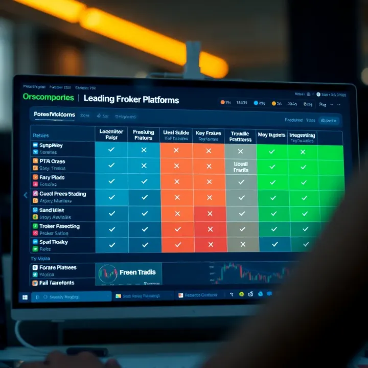 Comparison chart illustrating key features and benefits of popular Forex broker platforms