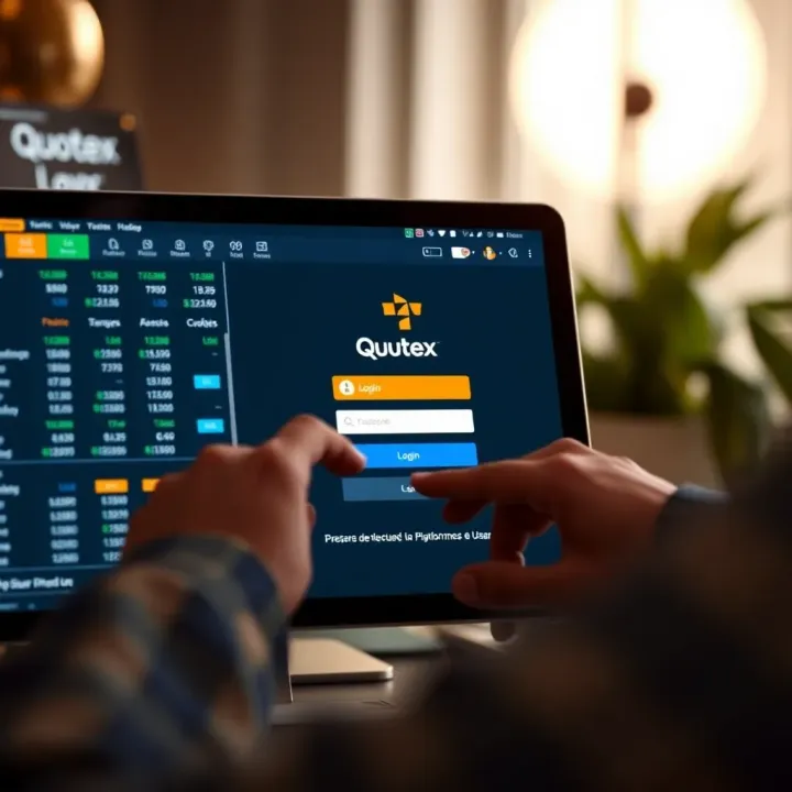 Accessing the Quotex Broker Platform Login User accessing Quotex Broker login interface on a digital device
