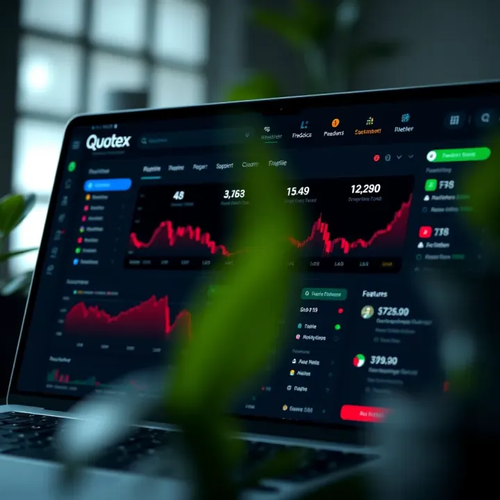 Quotex User Dashboard and Support Options Dashboard overview after logging into Quotex platform highlighting main features and support options