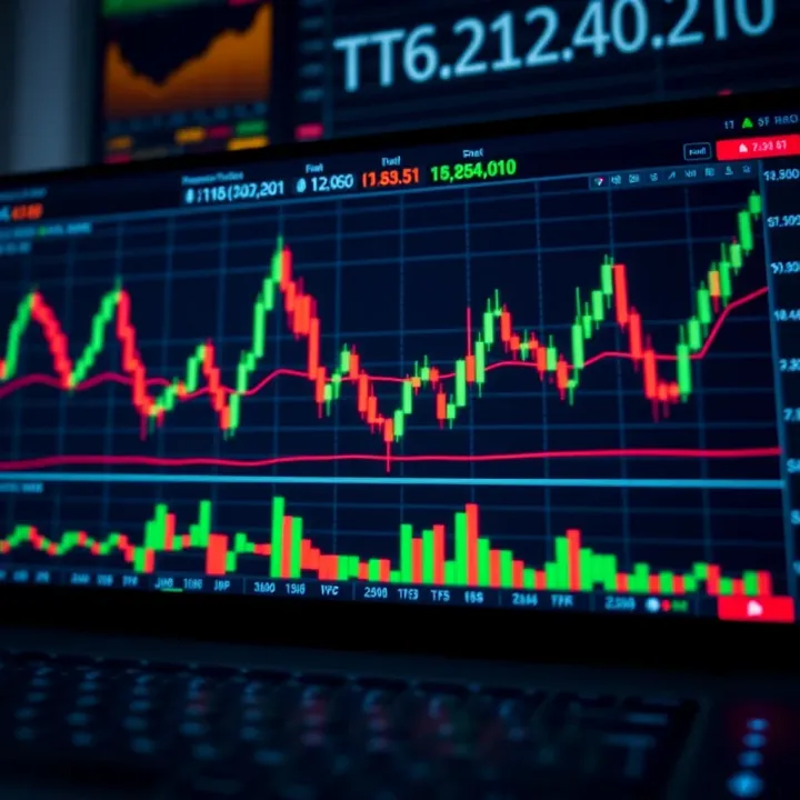 Graph showing trading data and platform interface with various financial charts
