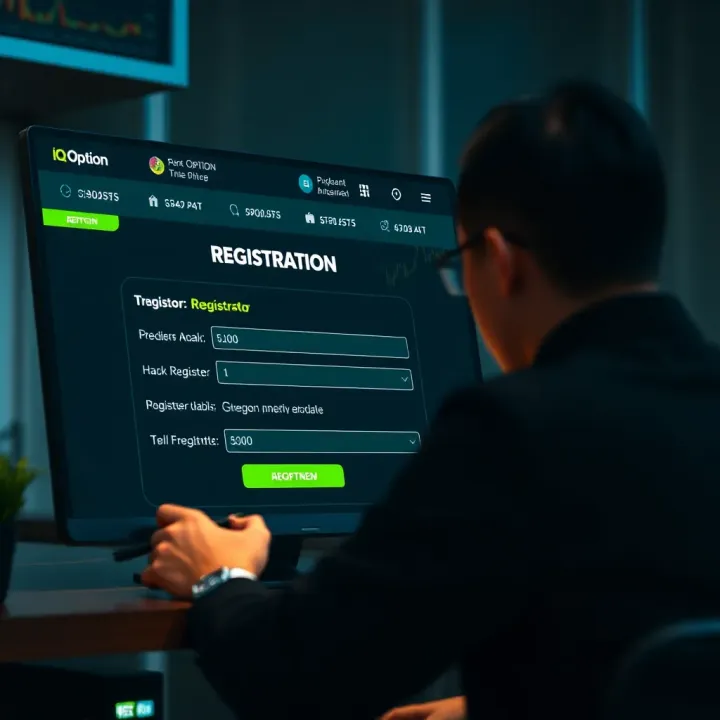 Complete Registration on IQ Option Platform User filling out registration form on a digital trading platform