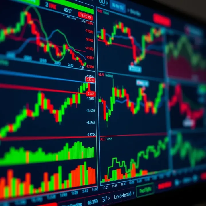 Overview of Different Trade Chart Types for Investors and Traders Various types of trade charts including line, bar, and candlestick displayed on financial screen
