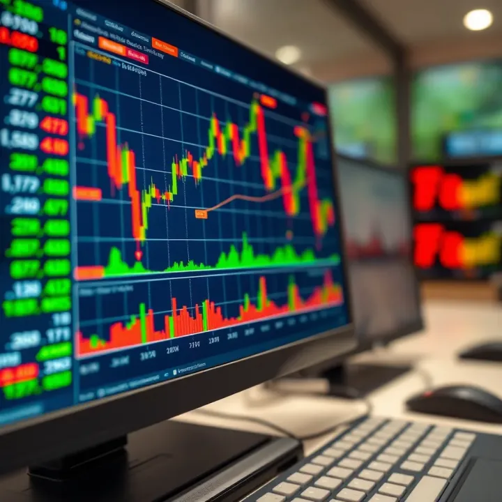 Illustration showing a forex trading platform with currency pairs and graphs on the computer screen
