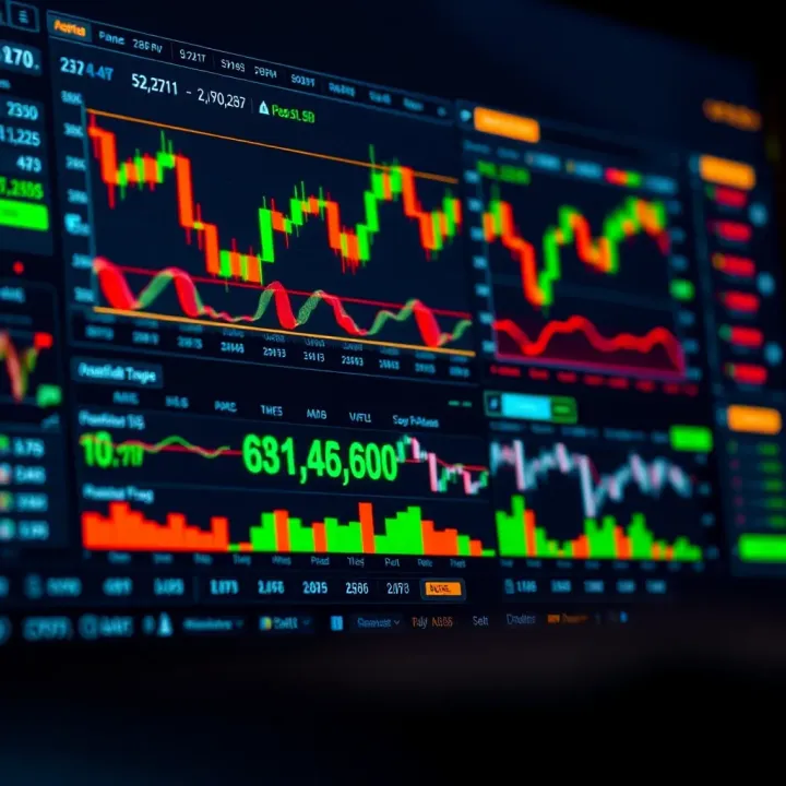 Detailed view of trading platform interface showing various financial charts and indicators