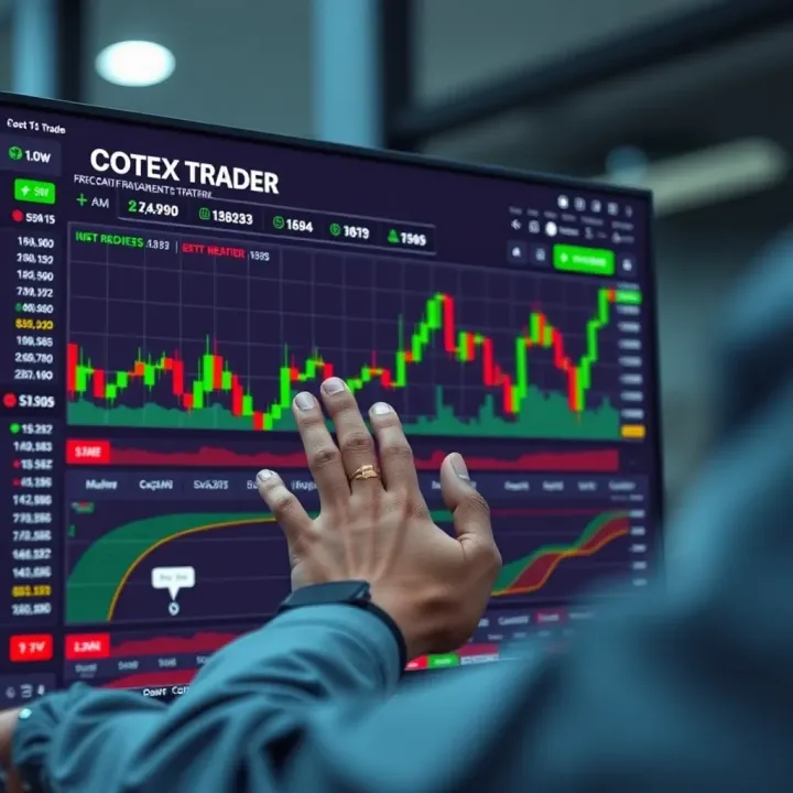 User interface of Cotex Trader displaying market charts and trading options
