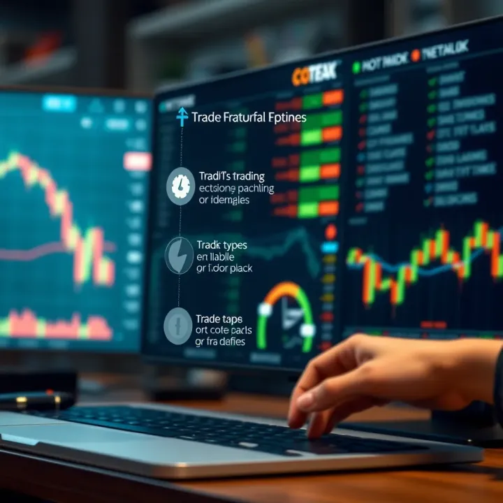 Graphical representation of different trading types and features available on Cotex Trader