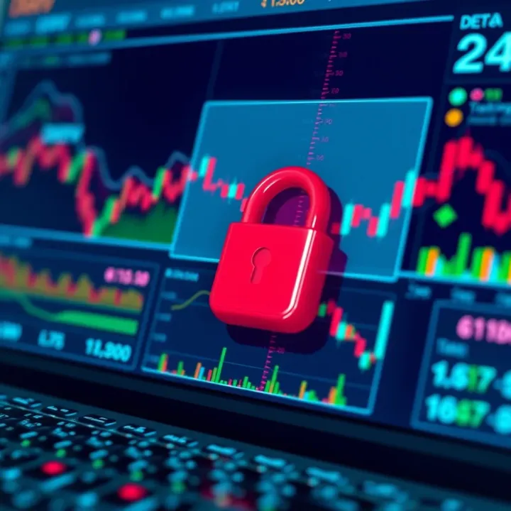 Visual representation of data protection and secure access on an online trading platform