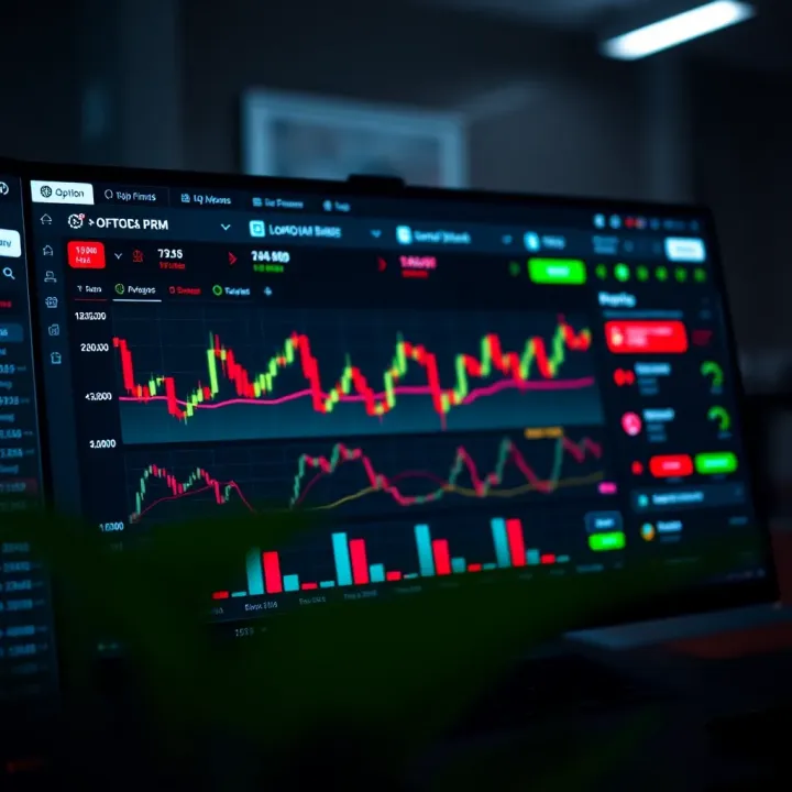 Financial trading platform screen showing demo account dashboard with charts and virtual funds