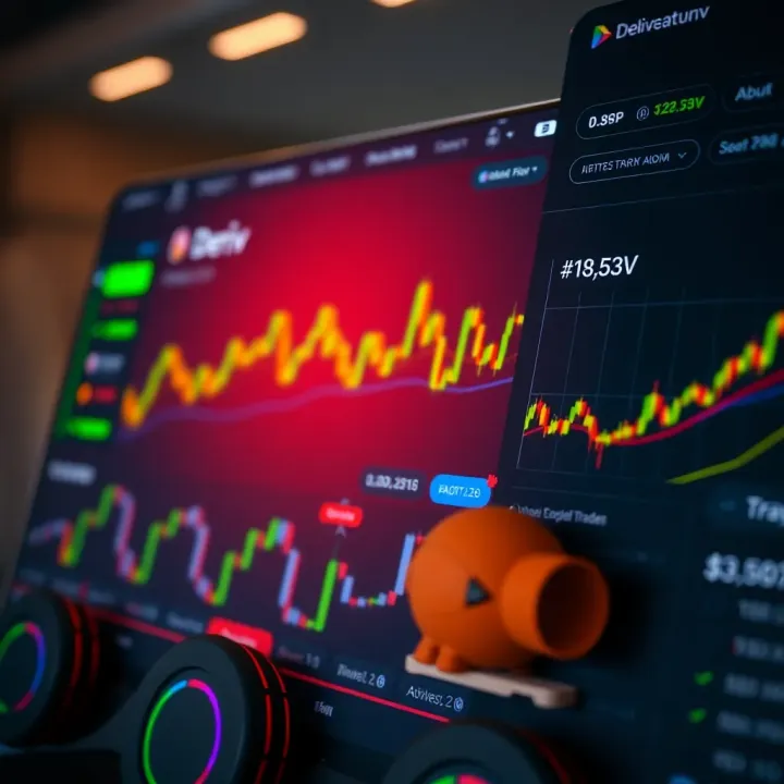 User interface of Deriv app showing various trading options and charts